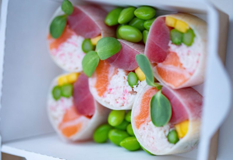 Salmon and tuna shui rolls